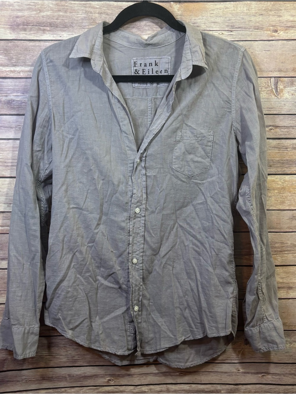 Frank & Eileen Barry Tailored Button Up Shirt Gray Long Sleeve Medium Cotton